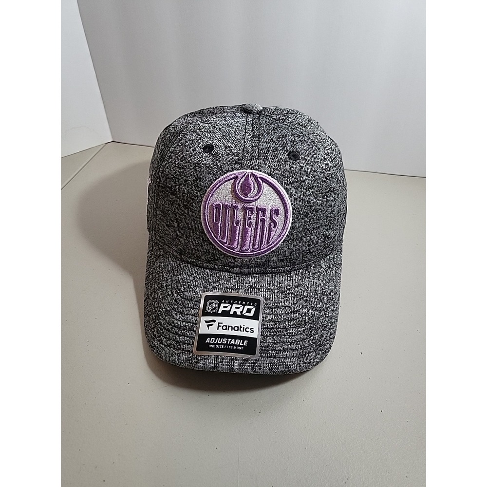 Edmonton Oilers Fanatics Hockey Fights Cancer Adjustable Cap Hat OSFM Brand New